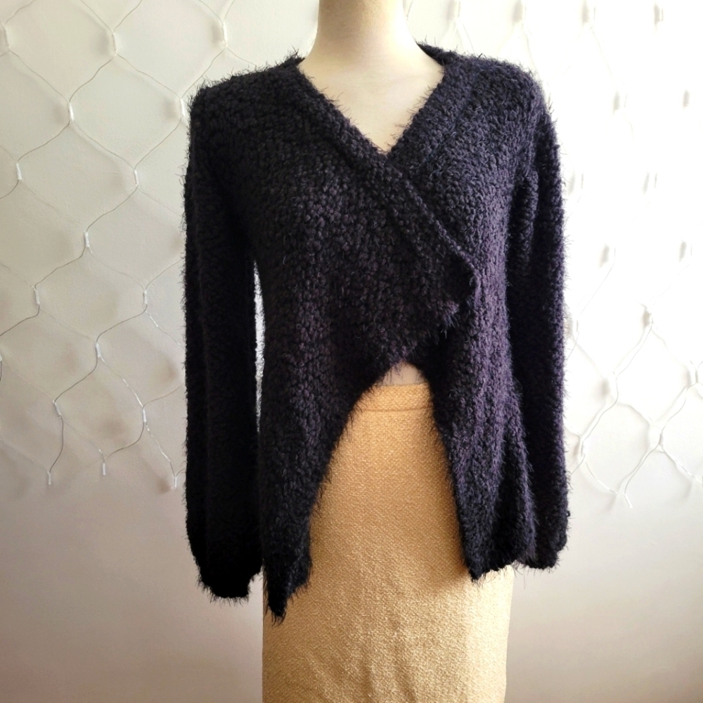 Foreign Exchange Fold Over Boucle Sweater / Size Small